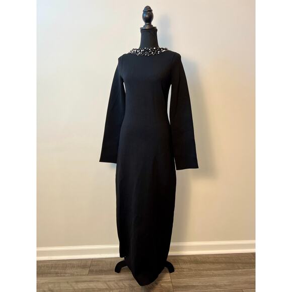 Cult Gaia Eleanora Embellished Midi Dress in Black Size XS Knit Beaded Backless - Picture 2 of 8